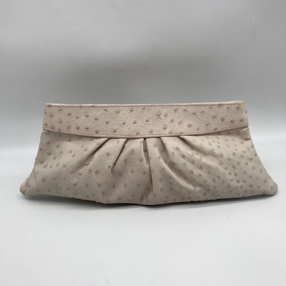 Lauren Merkin Off White Ostrich Leather Clutch - Picture 2 of 11